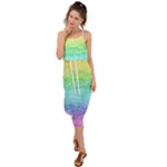 Rainbow Ombre Texture Waist Tie Cover Up Chiffon Dress