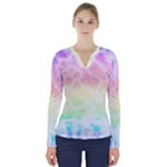 Pastel Rainbow Tie Dye V-Neck Long Sleeve Top