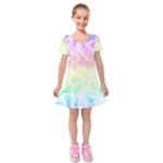 Pastel Rainbow Tie Dye Kids  Short Sleeve Velvet Dress