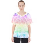 Pastel Rainbow Tie Dye V-Neck Dolman Drape Top