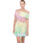 Pastel Rainbow Tie Dye Off Shoulder Chiffon Dress