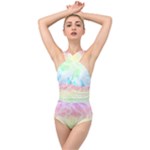 Pastel Rainbow Tie Dye Cross Front Low Back Swimsuit