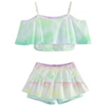 Pastel Rainbow Tie Dye Kids  Off Shoulder Skirt Bikini