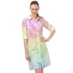 Pastel Rainbow Tie Dye Long Sleeve Mini Shirt Dress