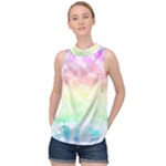 Pastel Rainbow Tie Dye High Neck Satin Top