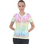 Pastel Rainbow Tie Dye Short Sleeve Zip Up Jacket