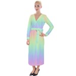 Pastel Rainbow Gradient Velvet Maxi Wrap Dress