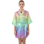 Pastel Rainbow Gradient Half Sleeve Satin Kimono 