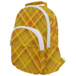 Orange Madras Plaid Rounded Multi Pocket Backpack