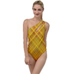 Orange Madras Plaid To One Side Swimsuit