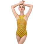 Orange Madras Plaid Cross Front Low Back Swimsuit