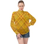 Orange Madras Plaid High Neck Long Sleeve Chiffon Top