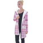 Pink Madras Plaid Longline Hooded Cardigan