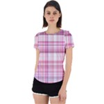 Pink Madras Plaid Back Cut Out Sport Tee