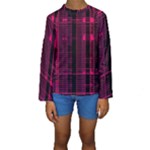 Pink Black Punk Plaid Kids  Long Sleeve Swimwear