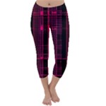 Pink Black Punk Plaid Capri Winter Leggings 