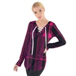 Pink Black Punk Plaid Tie Up Tee