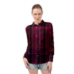 Pink Black Punk Plaid Long Sleeve Chiffon Shirt