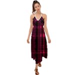 Pink Black Punk Plaid Halter Tie Back Dress 