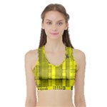 Black Yellow Punk Plaid Sports Bra with Border