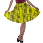 Black Yellow Punk Plaid A-line Skater Skirt