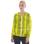 Black Yellow Punk Plaid Velour Zip Up Jacket