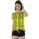 Black Yellow Punk Plaid Short Sleeve Foldover Tee