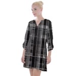 Black Punk Plaid Open Neck Shift Dress