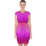 Fuchsia Ombre Color  Capsleeve Drawstring Dress 