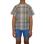 Beige Tan Madras Plaid Kids  Short Sleeve Swimwear