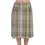 Beige Tan Madras Plaid Velvet Flared Midi Skirt