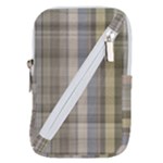 Beige Tan Madras Plaid Belt Pouch Bag (Small)