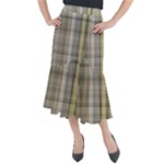 Beige Tan Madras Plaid Midi Mermaid Skirt