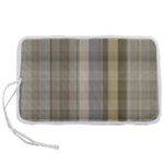 Beige Tan Madras Plaid Pen Storage Case (S)