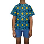 Geometric Abstract Diamond Kids  Short Sleeve Swimwear