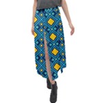 Geometric Abstract Diamond Velour Split Maxi Skirt