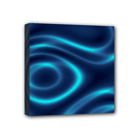 Blue Wavy Mini Canvas 4  x 4  (Stretched) from ArtsNow.com