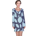 Orchard Fruits in Blue Long Sleeve Nightdress