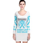 Child Abuse Prevention Support  Long Sleeve Velvet Bodycon Dress