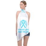 Child Abuse Prevention Support  Halter Asymmetric Satin Top