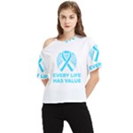 Child Abuse Prevention Support  One Shoulder Cut Out Tee
