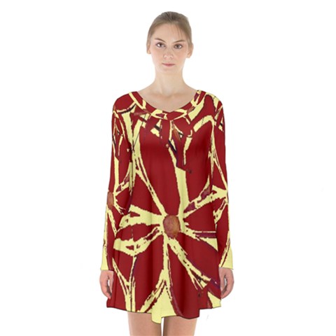 Flowery Fire Long Sleeve Velvet V