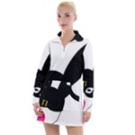 Bunny Girl Mask Women s Long Sleeve Casual Dress