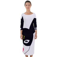 Quarter Sleeve Midi Bodycon Dress 