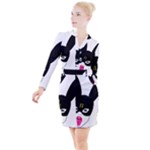 Bunny Girl Mask Button Long Sleeve Dress
