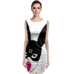Bunny Girl Mask Sleeveless Velvet Midi Dress