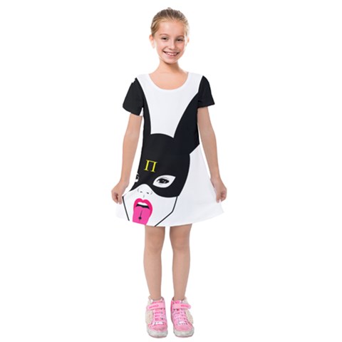 Bunny Girl Mask Kids  Short Sleeve Velvet Dress from ArtsNow.com