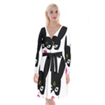 Bunny Girl Mask Long Sleeve Velvet Front Wrap Dress