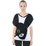 Bunny Girl Mask V-Neck Dolman Drape Top