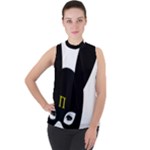 Bunny Girl Mask Mock Neck Chiffon Sleeveless Top